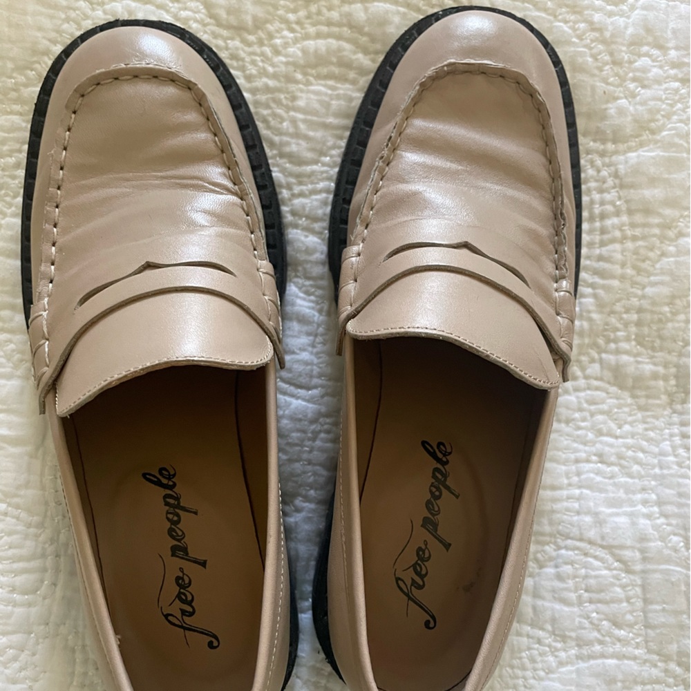 Blush pink Free people platform loafer.